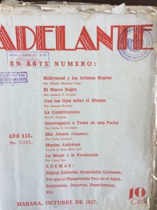 Front page of Adelante, Oct 1937