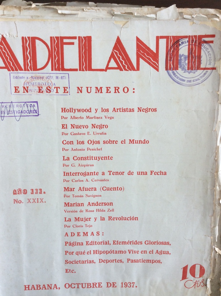 Front page of Adelante, Oct 1937