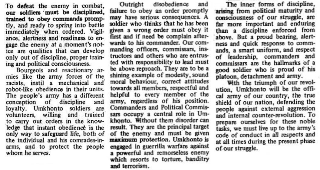 Excerpts of the MK military code as published in 1986 in the journal Dawn