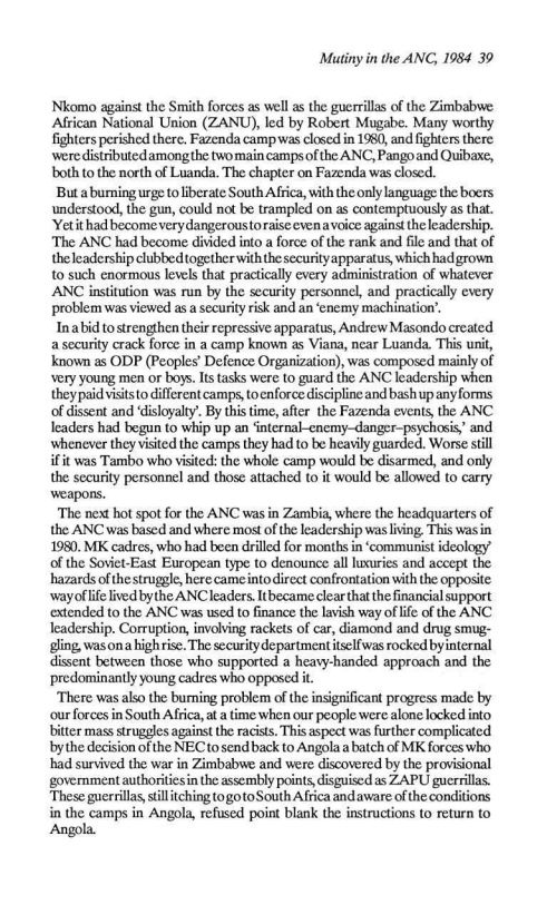 Article from Searchlight South Africa July 1990 edition on the 1984 mutiny in Umkhonto we Sizwe continued
