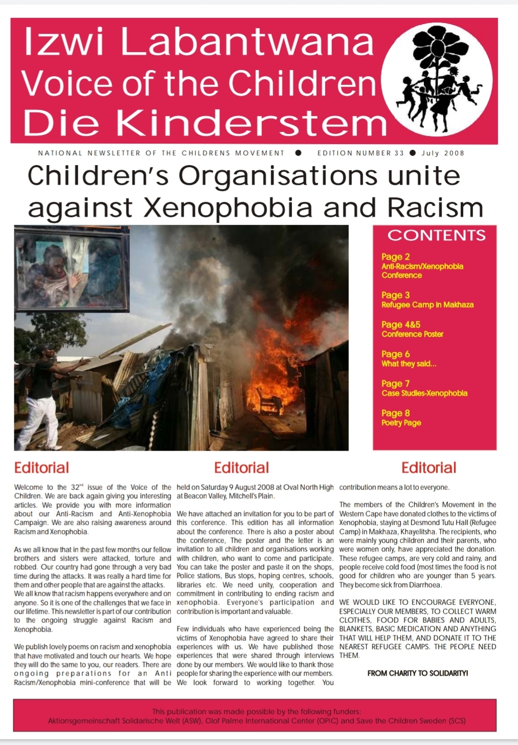 Cover of Voice of the Children, July 2008.