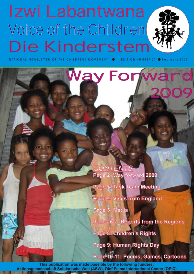 Cover of Voice of the Children, newsletter of the Children's Movement, Feb 2009.