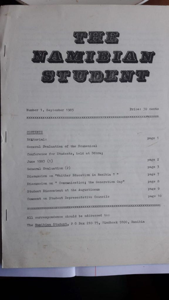 Photo of The Namibian Student publication cover